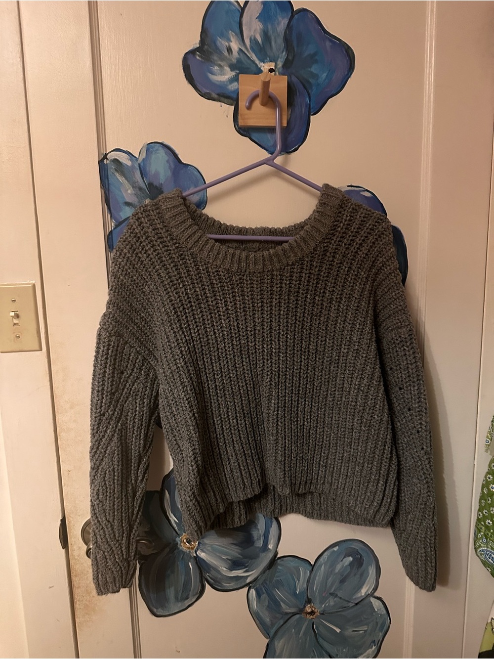 aerie Chunky Crewneck Sweater in Gray